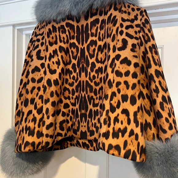 Charlotte Simone Edie Leopard Print Short Coat with Blue Cuffs - XL - NWOT - Picture 9 of 14